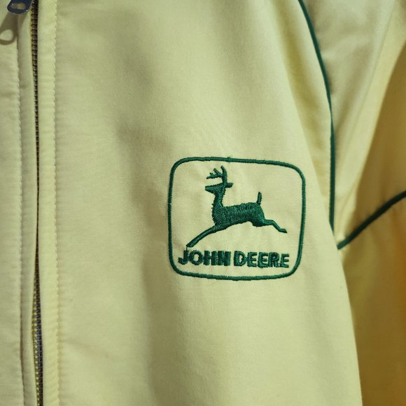 John Deere Jacket Bomber Style Vintage Lightweight Size Medium Yellow Ribbing - Picture 6 of 10